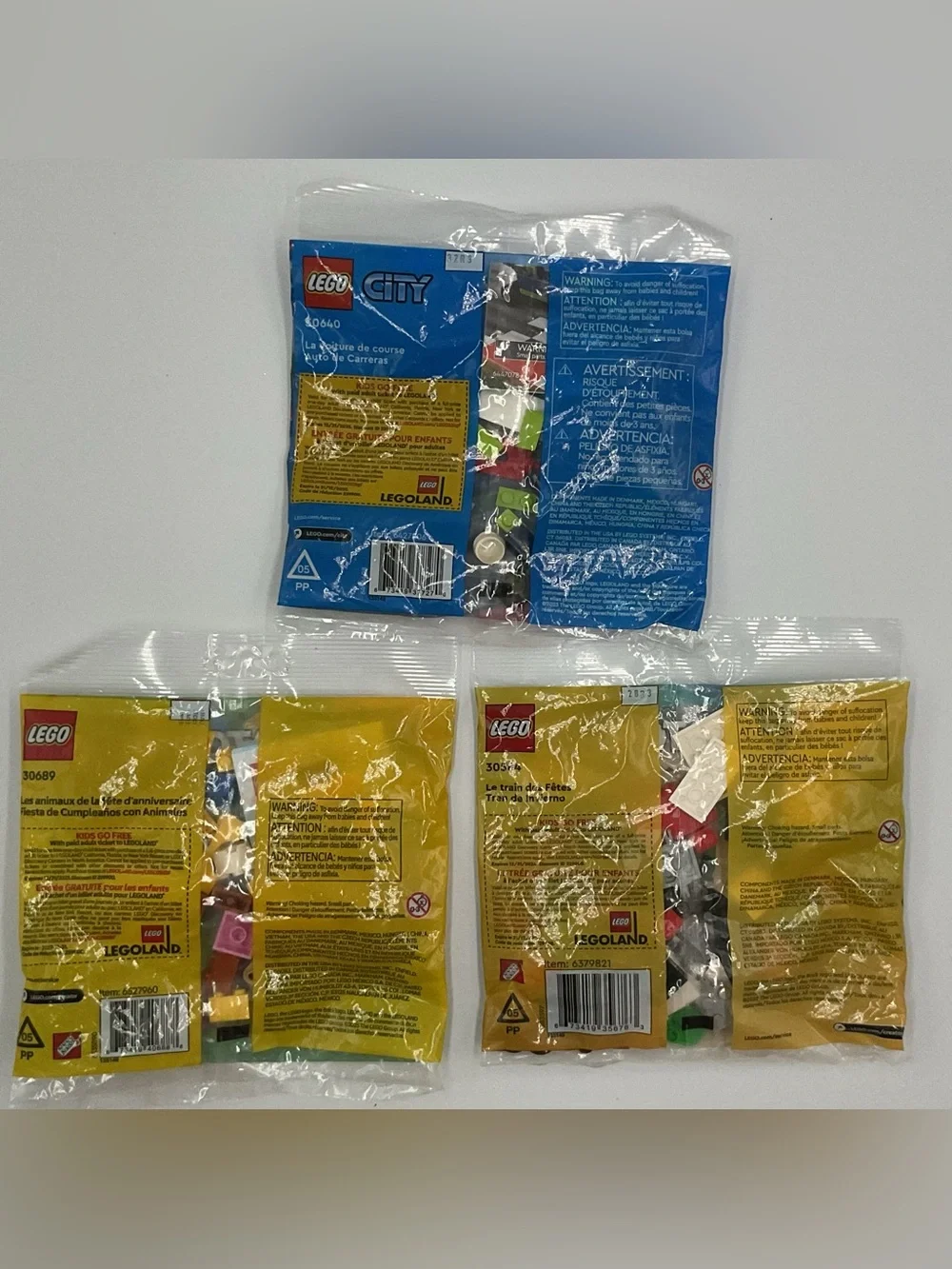 Lot x3 Poly Bag Lego Sets City 30640 Race Car Creator Train 30584 Animal 30689
